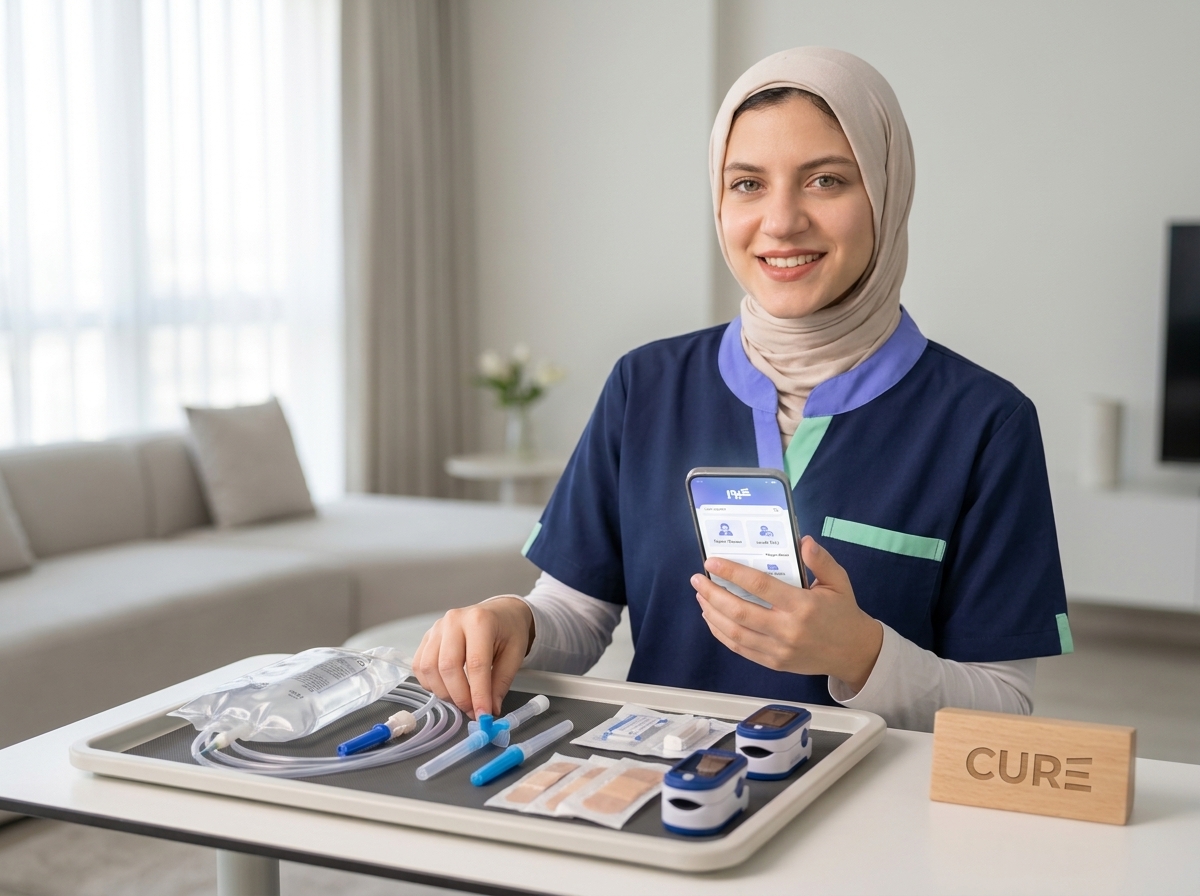 المستلزمات والأجهزة الطبية المعقمة المصاحبة لزيارات تمريض كيور بالفيوم
